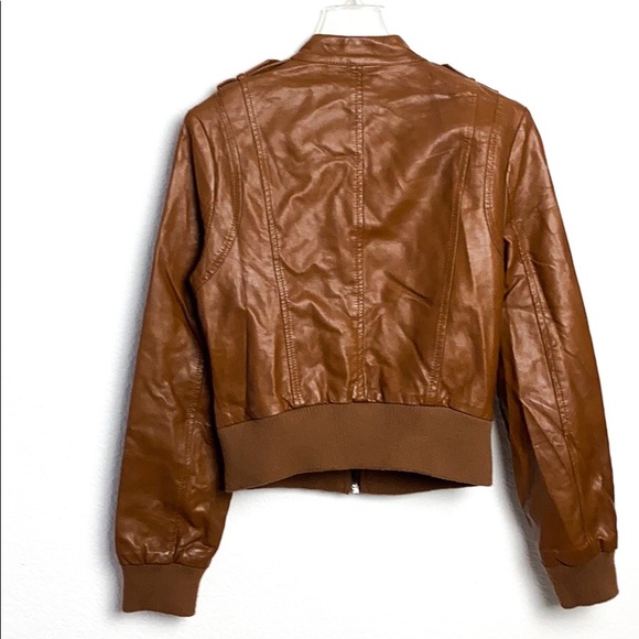 Amor Light Brown Metal Studded Pleather Jacket - Picture 6 of 11